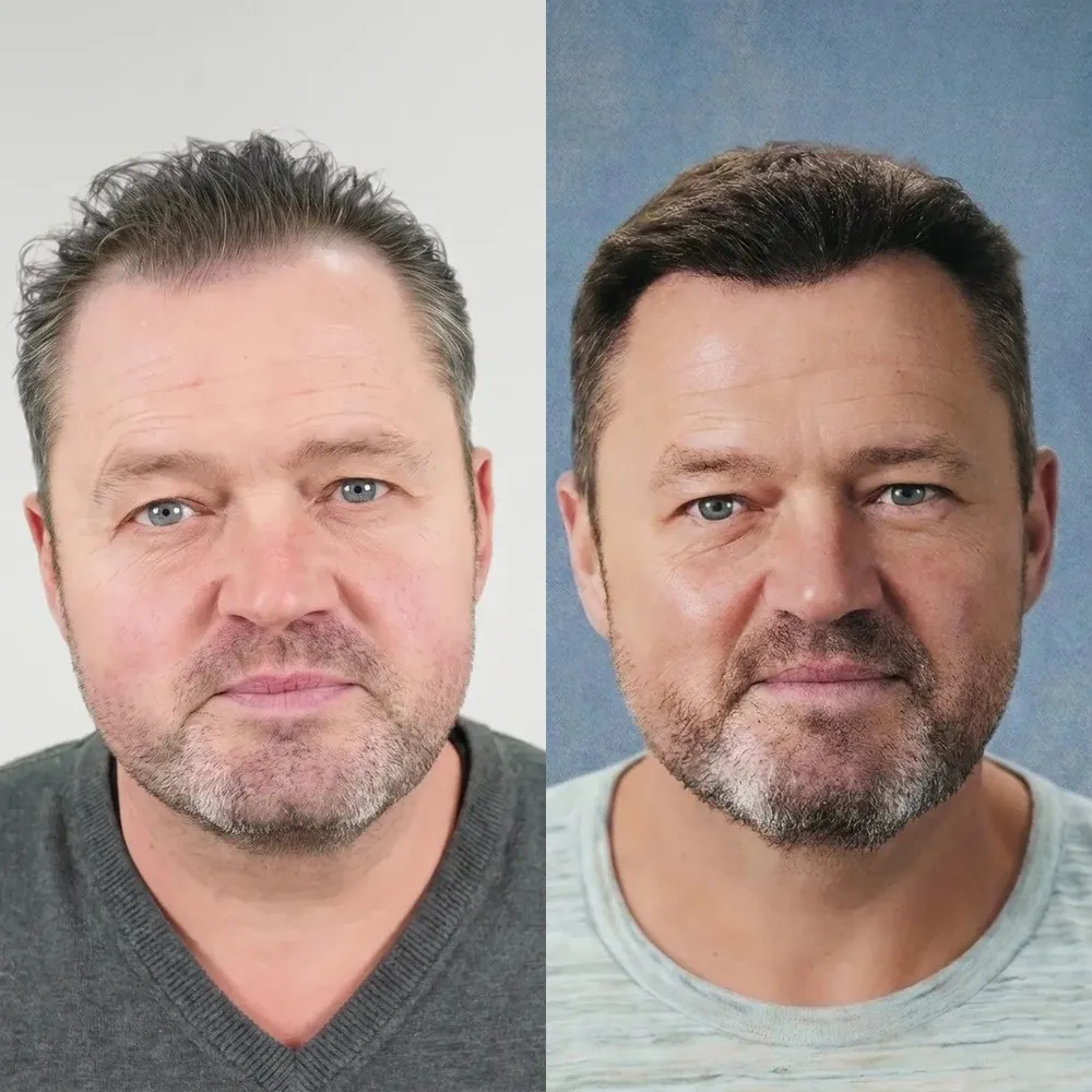 Voor en na haartransplantatie Frans Duijts bij GlobalHair Institute